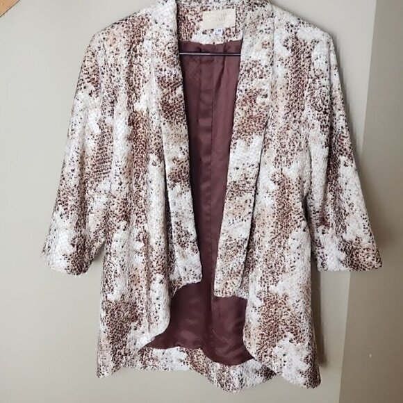 Vintage Designer Alberto Makali Animal Print Open Front Blazer  Size Medium - Picture 1 of 4